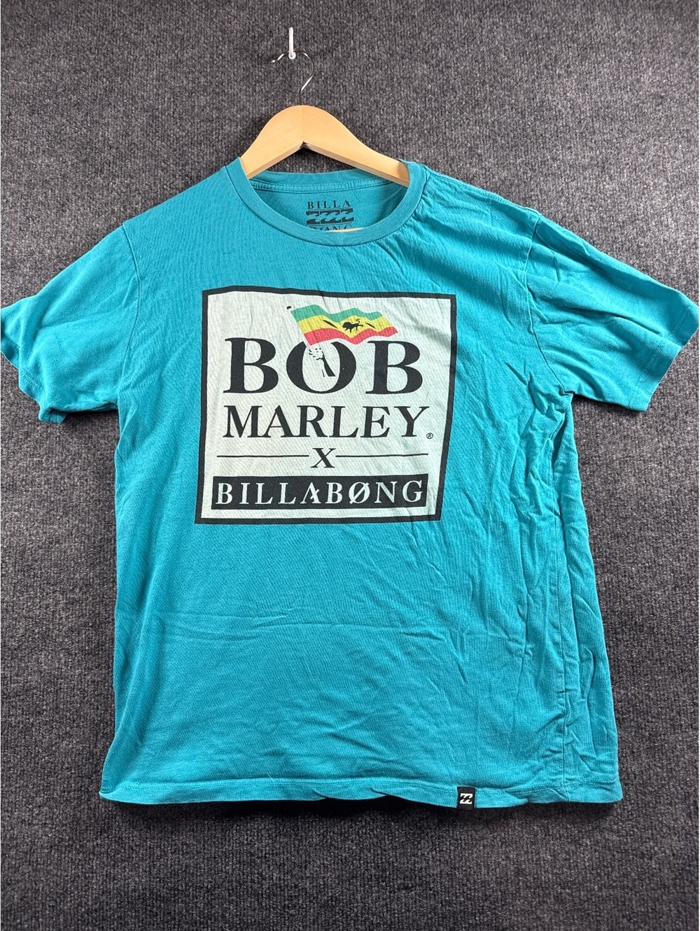 Billabong x Bob Marley Mens Medium Blue Graphic T Shirt Reggae Surf Tee